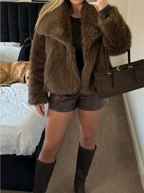 Peppermayo Dark Brown Faux Leather Shorts